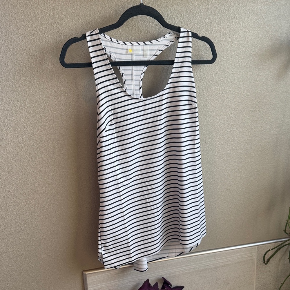 Zella Black and White Striped Tank Top